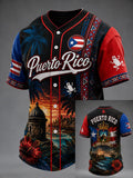 Men's Puerto Rico Art Printed Short-sleeved T-shirt
