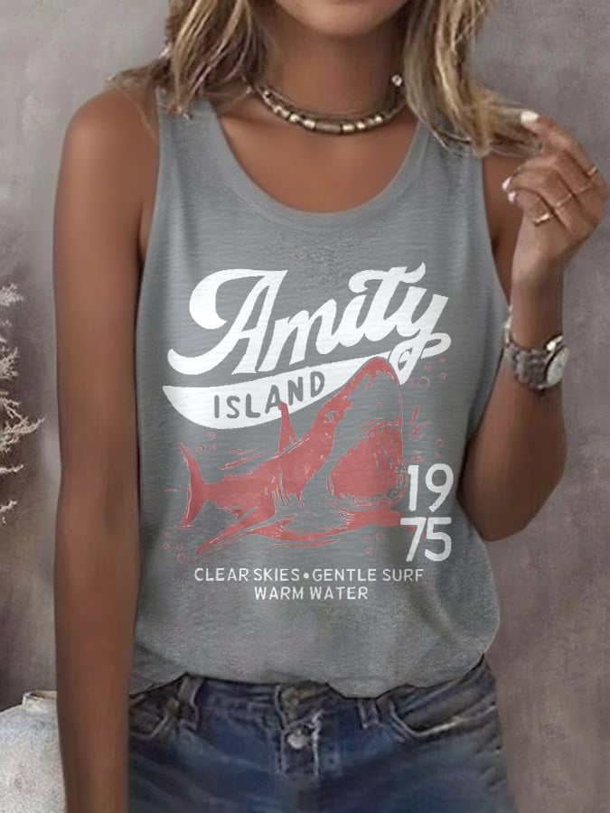 Women's Amity Island 1975 Clear Skies Gentle Surf Warm Water  Printed Vest