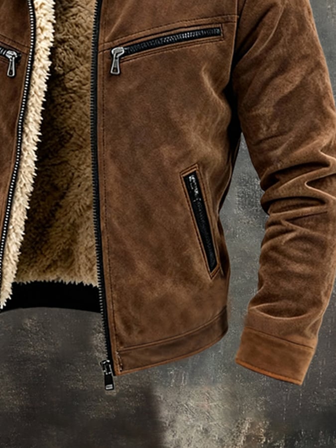 Men's Retro Warm Suede Outdoor Jacket
