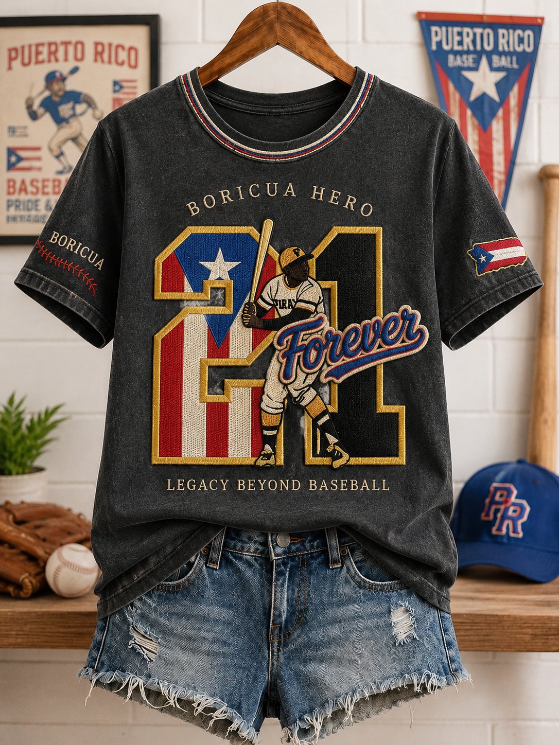 Women's Baseball Print T-shirt