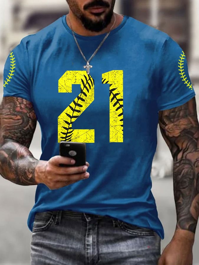 Men's Puerto Rico Baseball Print Short-Sleeve T-Shirt