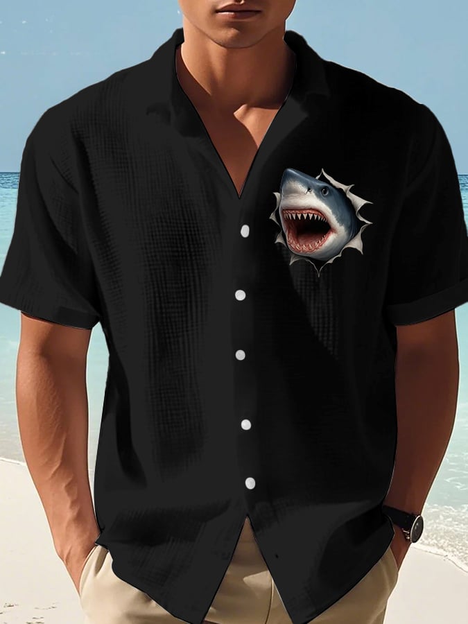 Men's Great White Shark Print Shirt