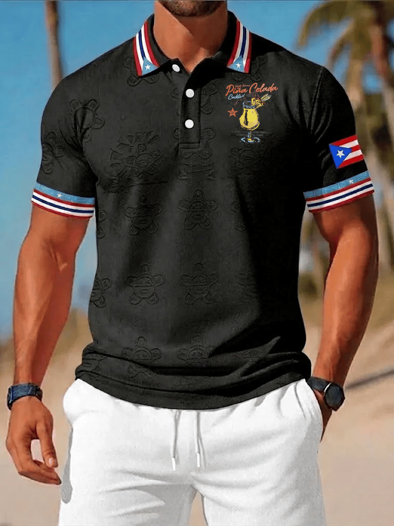 Men's Puerto Rico Print Casual Polo