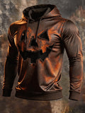 Men's Retro Color-Block Halloween Print Hoodie