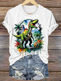 Women's Retro Dinosaur Print T-Shirt