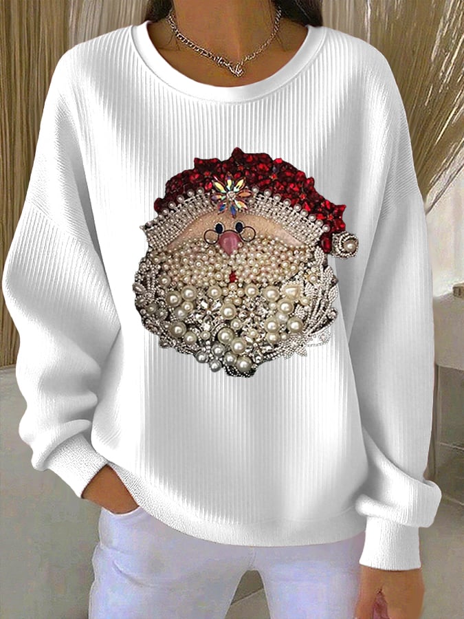 Women's Retro Christmas Print Round Neck Sweatshirt