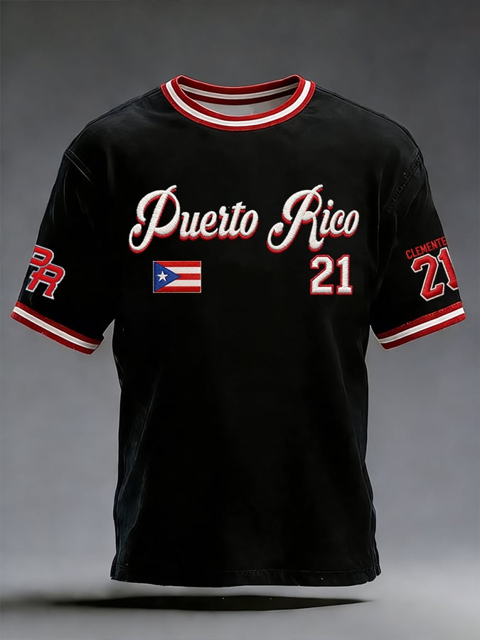 Men's Puerto Rico Baseball Fan Casual T-Shirt