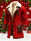 Men's Vintage Suede Patchwork Plush Christmas Mid-Length Jacket