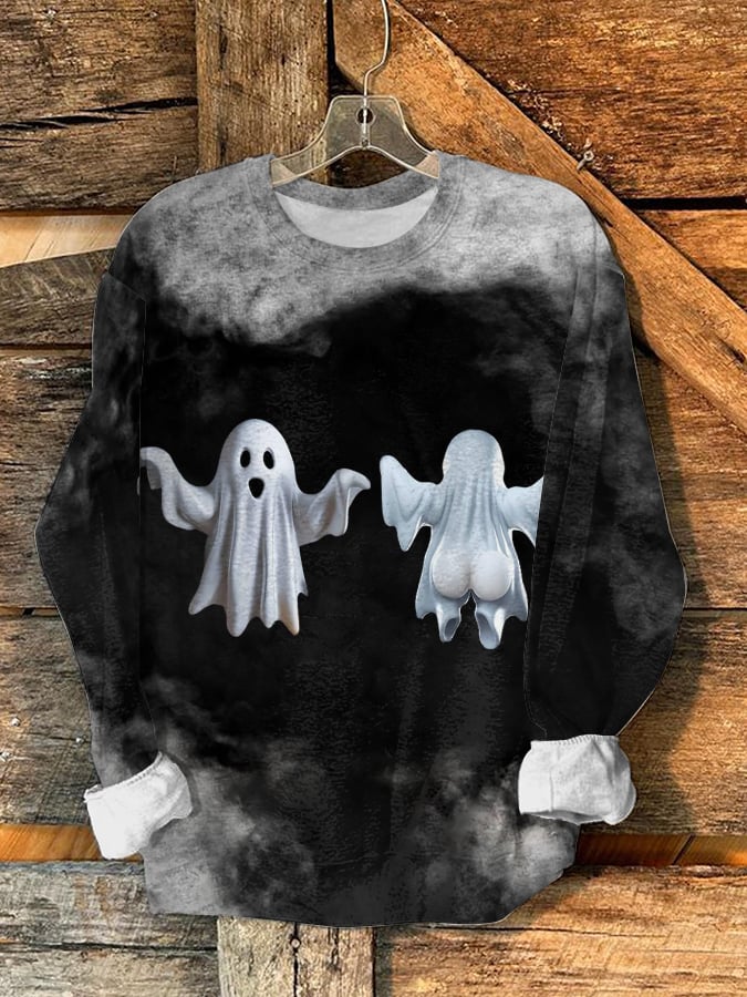 Women's Halloween Fun Ghost Print Sweatshirt