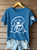 Women's Dog Print Crew Neck T-Shirt