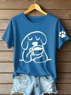 Women's Dog Print Crew Neck T-Shirt