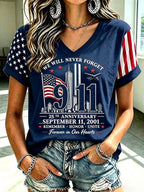 Women's  Retro  9.11 Never Forget Print T-shirt