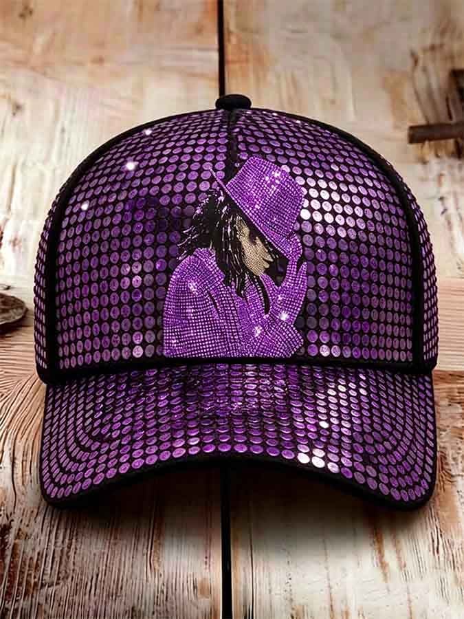 Unisex Retro Commemorative Baseball Cap: "King of Pop" Faux-Sequin Print Edition