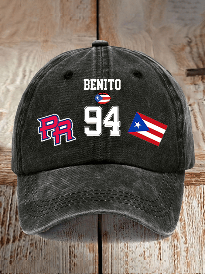 Puerto Rico Singer Benito Bowl Print Baseball Cap