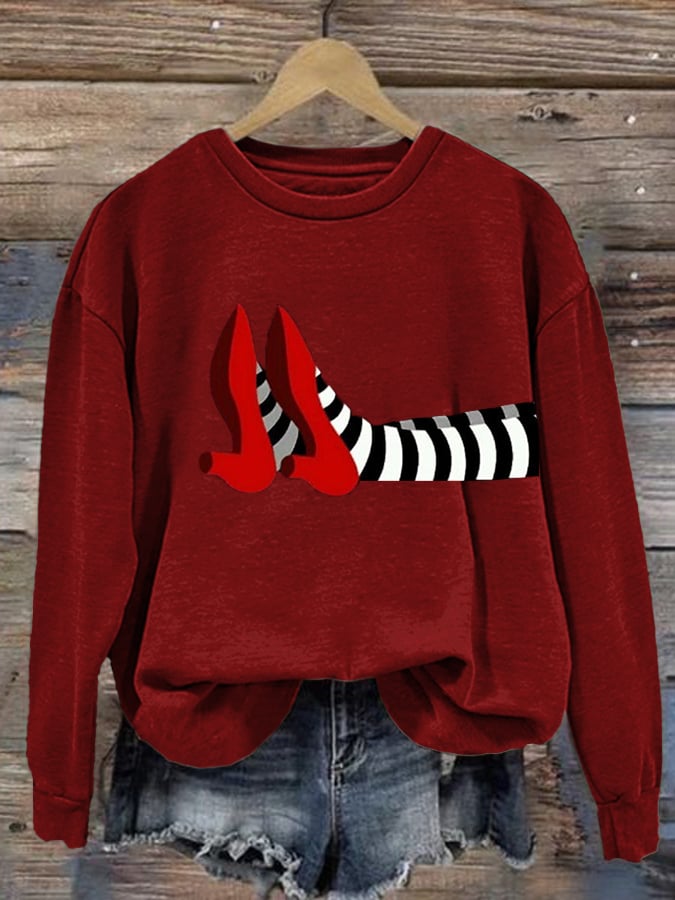 Women's Halloween Red Shoes  Print Sweatshirt