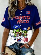 Women's Puerto Rico Baseball  Print Shirt