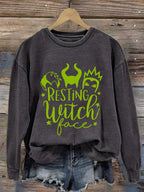 Women's Resting Witch Face Print Casual Crew Neck Sweatshirt