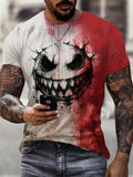 Men's Fashion Casual Halloween Horror Expression Print T-shirt