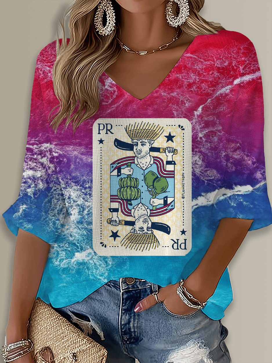 Puerto Rico Singer Benito Bowl Printed Long Sleeve Top