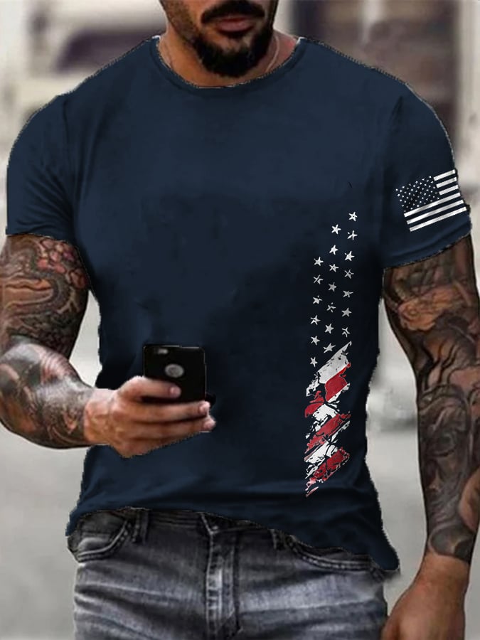 Men's Retro Independence Day Cotton Short Sleeve T-Shirt