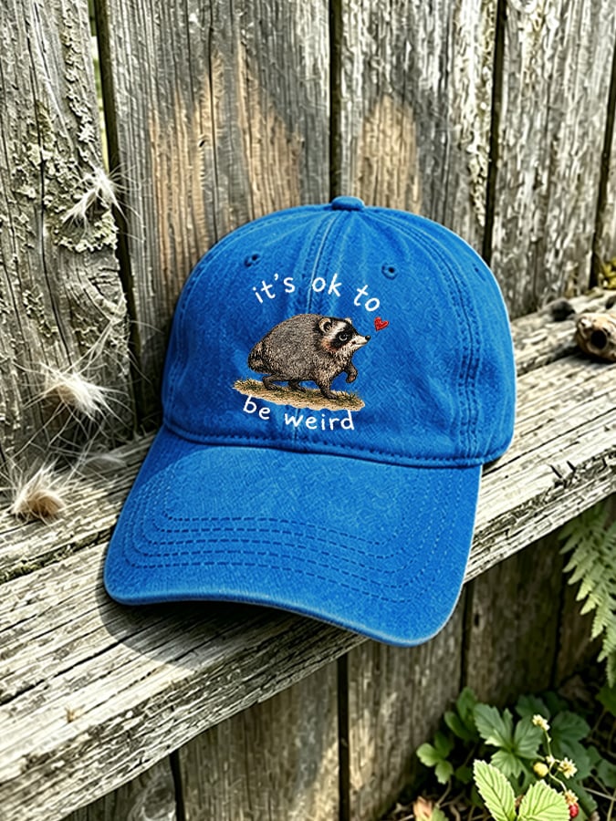 Retro Jimothy Raccoon It's Ok To Be Weird Print Baseball Cap
