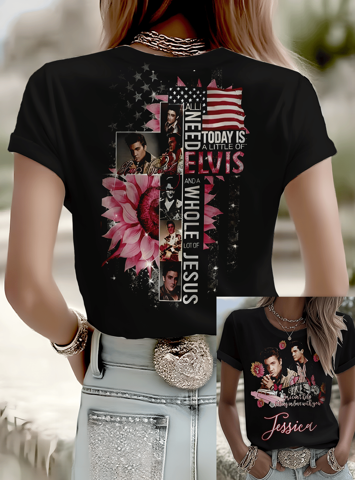Merry Christmas King of Rock and Roll Printed T-shirts