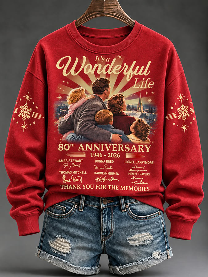 🔥🔥2nd 50% Off 🔥🔥Women's It's A Wonderful Life Print Casual Sweatshirt