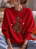 Women's Christmas Faith Print Casual Knit Top