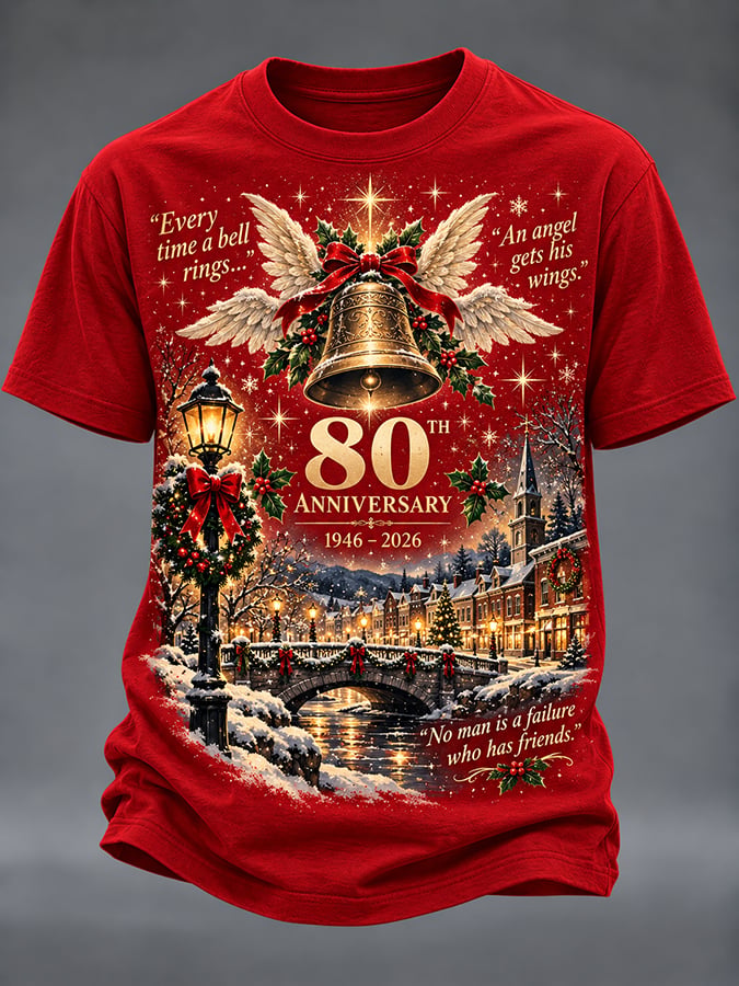 Men's Christmas Print Round Neck T-shirt