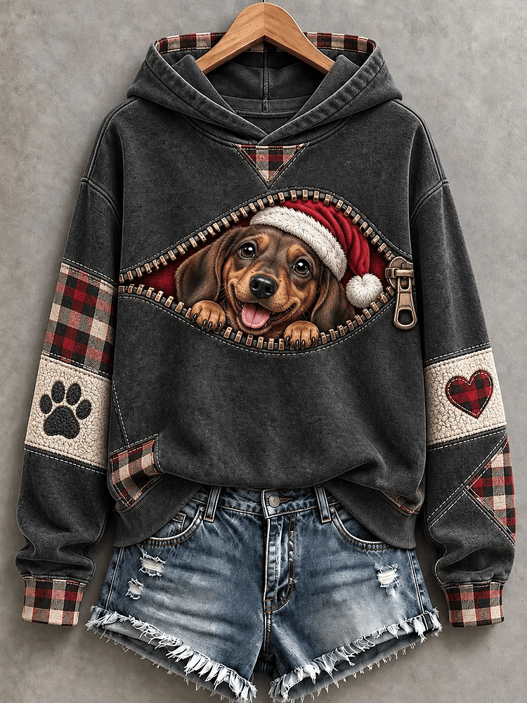 Women's Christmas Dog Print Casual Sweatshirt