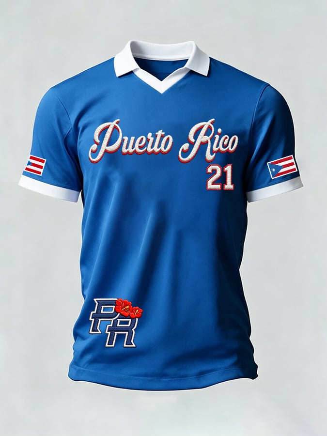 Men's Puerto Rican Baseball Printed Casual T-shirt