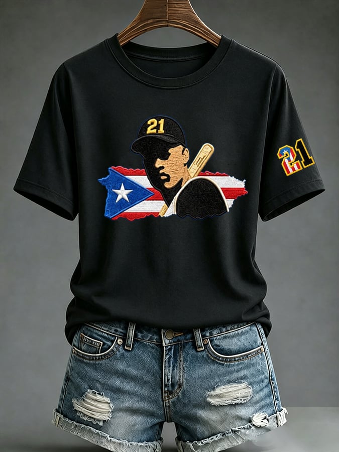Unisex Puerto Rico Baseball Print T-Shirt