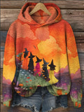 Women's Halloween Printed Hooded Sweatshirt
