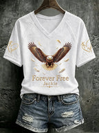 V Neck Retro Forever Free Jackie Print T-Shirt