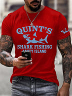 Men's Great White Shark Print Short Sleeve T-Shirt