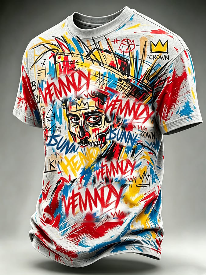 Man Creative Casual Print Short-Sleeve T-Shirt