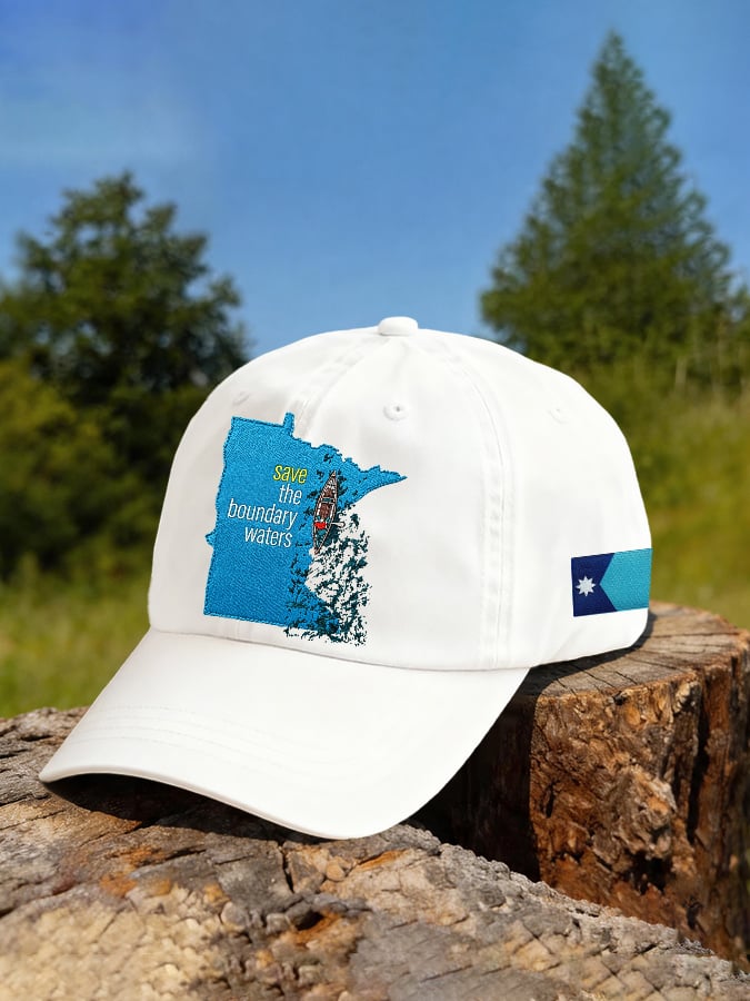 Retro Save The Boundary Waters Mn State Print Baseball Cap