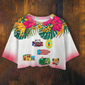 Puerto Rican Flowers Print Women's Umbilized T-shirt