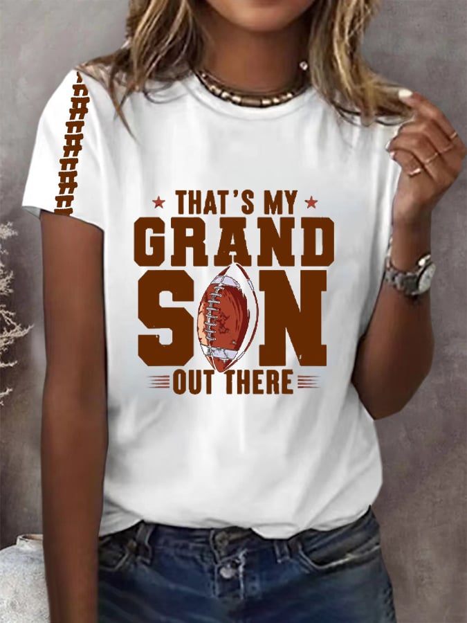 Women's That's My Grandson Out There Printed Casual T-Shirt