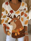 Women's Autumn Animals Print Sweater