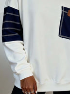 Women'S Casual Loose Contrast Color Stitching Sweatshirt