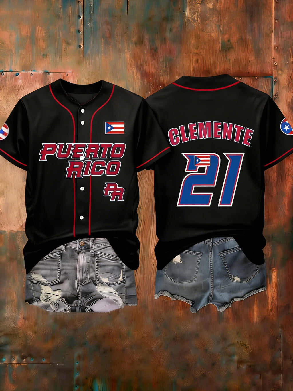 Women's Puerto Rico Baseball Print Shirt