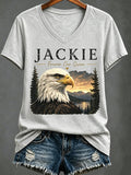 Women's Casual Bald Eagle "Jackie" Print Top