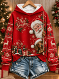 Women's Santa Claus And Dachshund Christmas Print Sweatshirt