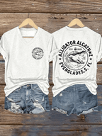 Women's  Alligator Alcatraz Funny Florida Everglades Dark Humor Print T-Shirt
