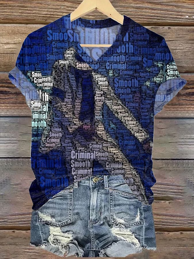 Women's Musical Print Short-sleeved T-shirt