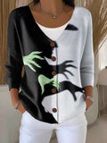 Women's Halloween Witch Print Cardigan