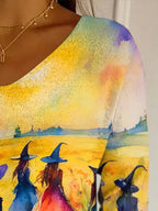 Women's Halloween Witch Print Top
