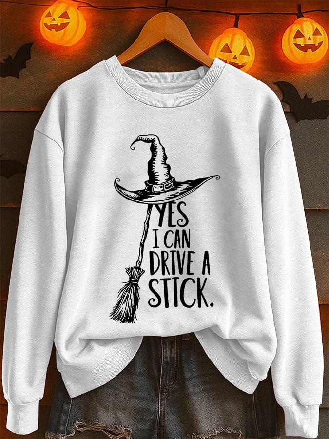 Women's Yes I Can Drive A Stick Printed Sweatshirt
