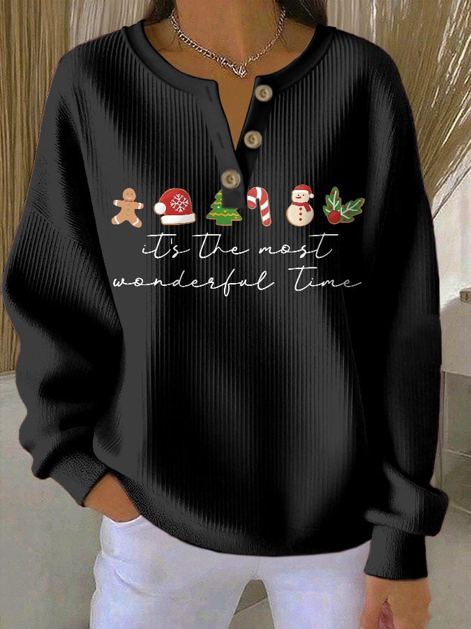 Women's Casual It's The Most Wine-Derful Time Of The Year Button-Down Sweatshirt